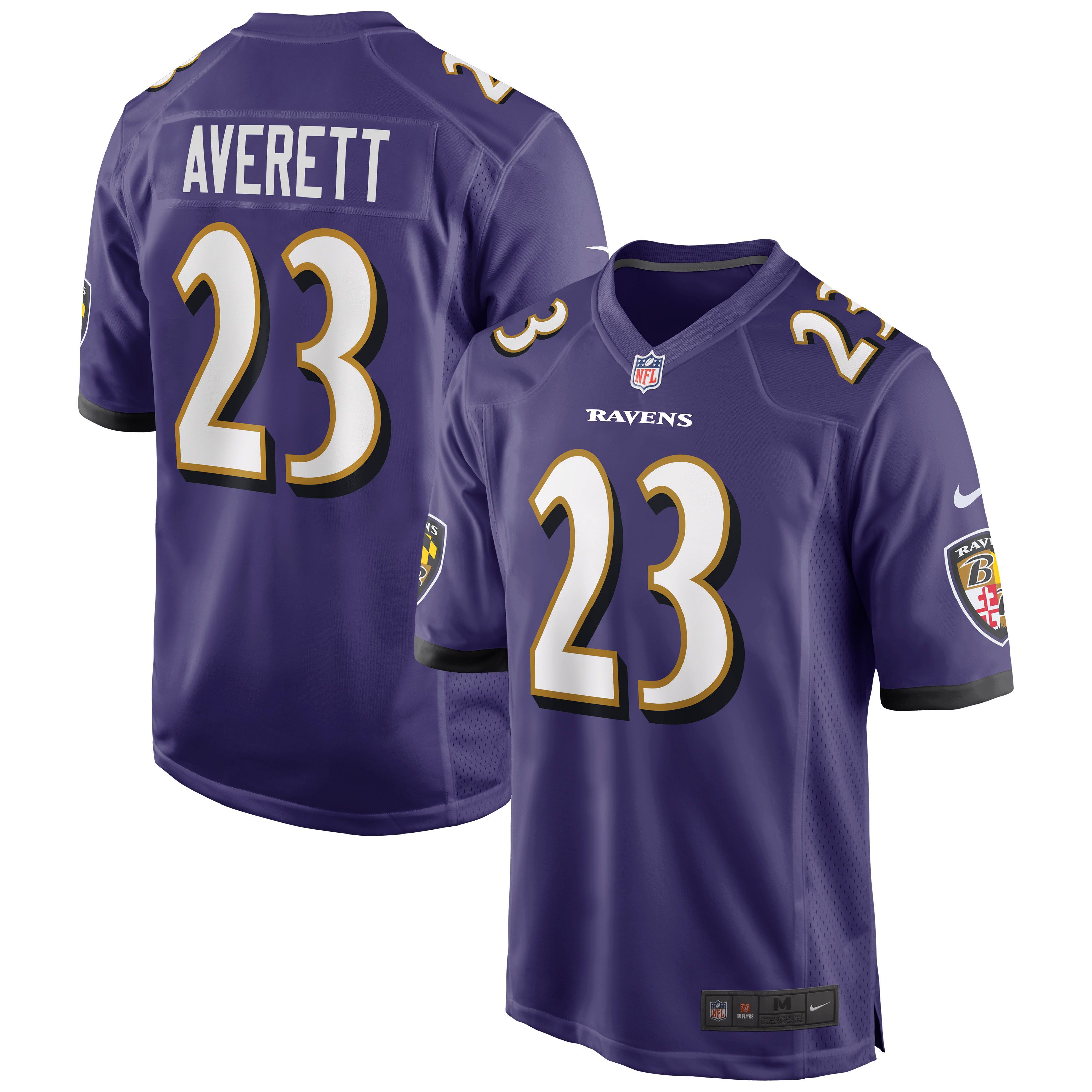 Men Baltimore Ravens #23 Anthony Averett Purple Nike Limited Player NFL Jersey->youth nfl jersey->Youth Jersey